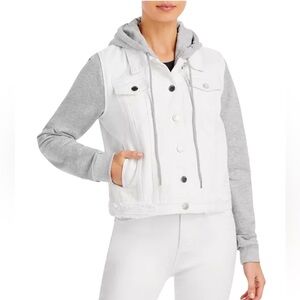 Blanknyc fleece Sleeve Hooded Denim Jacket